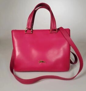 LONGCHAMP Honore 404 Pink Fucsia Smooth Leather Satchel Shoulder Crossbody Bag