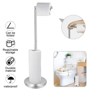 2 IN 1 FREE STANDING CHROME FRAME BATHROOM TOILET 6 PAPER ROLL HOLDER DISPENSER - Picture 1 of 11