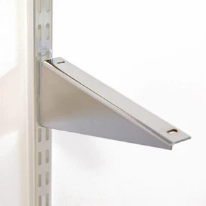 CHROME WOOD|TIMBER SHELF BRACKET FOR SLOT|TRACK|FIT|FIX UPRIGHT WALL DISPLAY - Picture 1 of 1