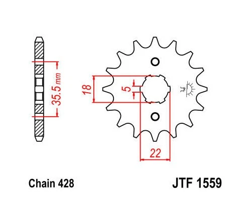 JT 前链轮 428 14T #JTF1559.14 适用于雅马哈 TW200 1987 - 2000 — 第 1/1 张图片