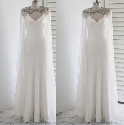 贴花新娘角透明婚礼礼服掩盖高低婚礼披肩 — 第 1/4 张图片