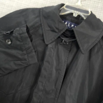Ralph Lauren Jacket Mens Medium Black Quilted Lined Nylon Trench Overcoat - Image 1 of 4