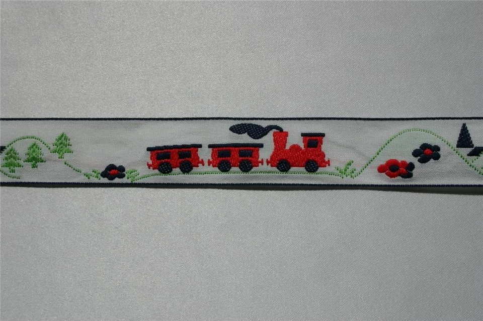 МИЛЫЙ CHOO CHOO ПОЕЗД ВЫШИТАЯ ЛЕНТА ОТДЕЛКА - Изображение 1 из 1