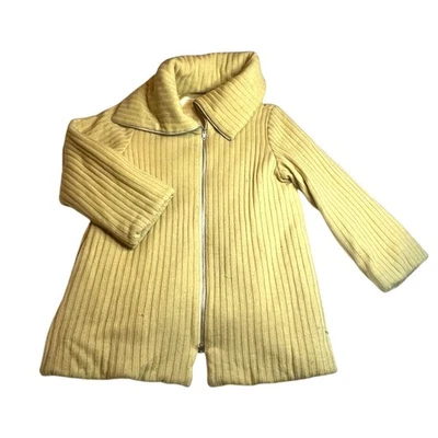 Cosa-Nuova Coat Women Large Yellow Jacket Zip Lined Boho Warm Sweater Designer - Image 1 of 4