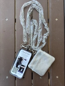 Clip & Go Téléphone Portable MÉTAL ARGENTÉ Bracelet Portefeuille Bandoulière Réglable Sac à Main - Photo 1 sur 4