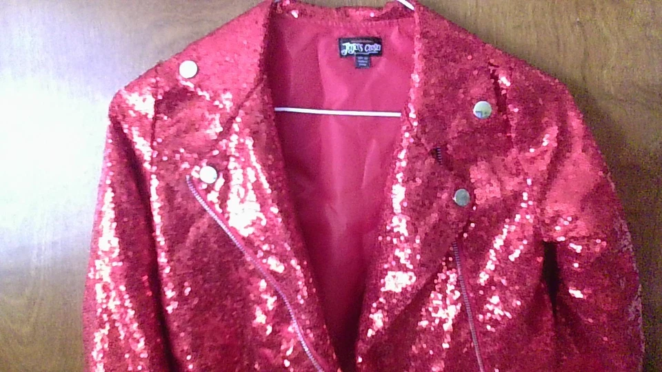 JoJo's Closet Red Sequined Jacket Girls Size 6/6X Zip Up *FLAWS *Sequins Missing - Image 1 of 4
