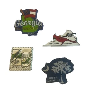 Vintage Gummimagnete Südstaaten Kühlschrank 4 SC Virginia Georgia Mississippi - Bild 1 von 5