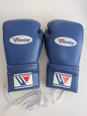 Guantes de Boxeo Winning MS-400 12oz Tipo Pro Con Cordones Azul Foto 1 de 4