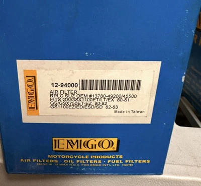 Filtro de aire Emgo 12-94000 para motocicletas Suzuki GS 1979-83 Foto 1 de 4