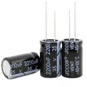 Condensadores electrolíticos radiales 35V 2200uF 105 °C 16x25 mm tolerancia ±20% paso 7 mm - Imagen 1 de 1