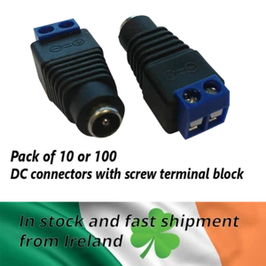 10x or 100x DC Connector Power Plug with Screw Terminals 2.1mm x 5.5mm CCTV male - Afbeelding 1 van 11