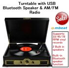 Retro Record Player Vintage Turntable Bluetooth Usb Am Fm Radio With Speaker