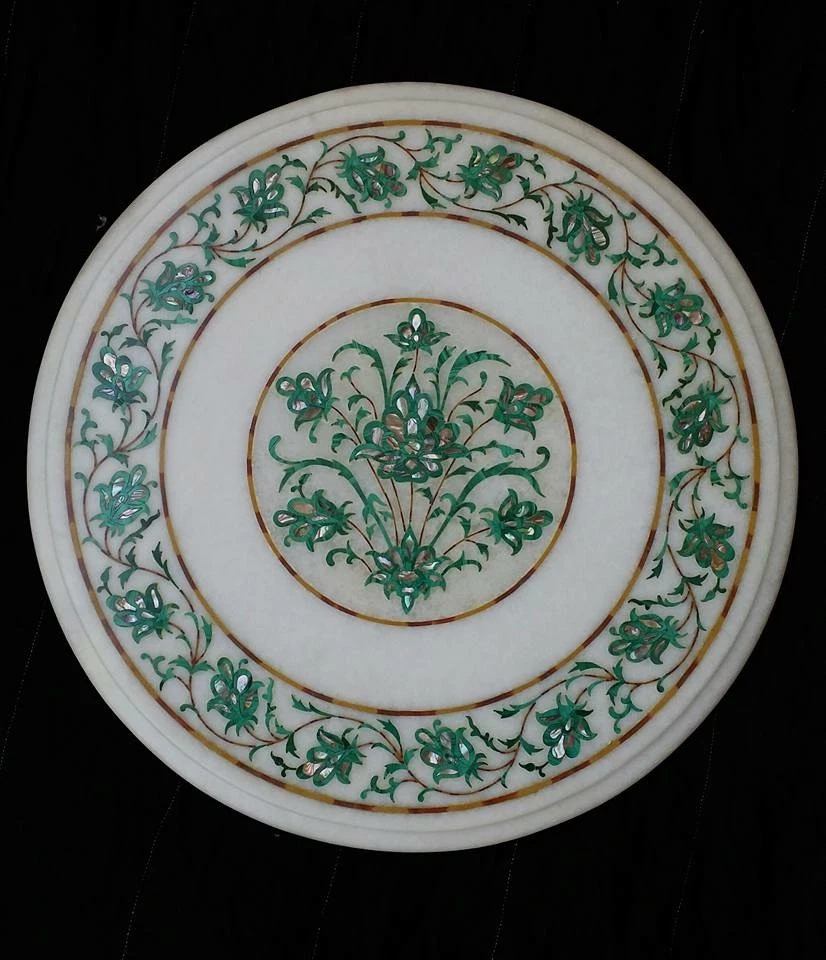 Marble Coffee Table Top Malachite Pietra Dura Handmade Decorative Home Furniture - Image 1 of 1