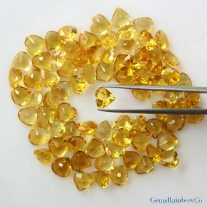 200 Pcs Natural Citrine 4mm Heart Shape Faceted Cut Calibrated Loose Gemstone - Picture 1 of 6