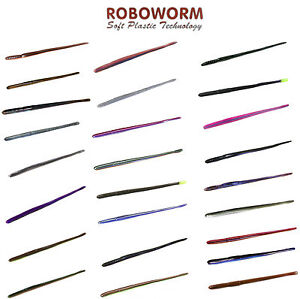 Roboworm Straight Tail Worms 7 inch 8 pack  Soft Plastic Bass Fishing Worm Bait