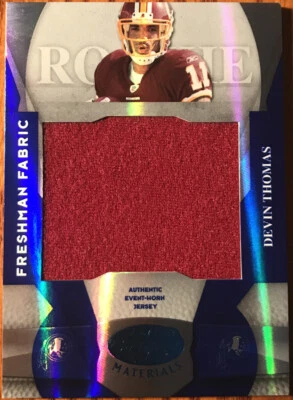 2008 Leaf Certified Materials Mirror Blue Jersey Rookie Devin Thomas #’d 49/50 - Image 1 of 3