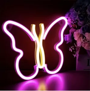 Insegna al neon a farfalla, insegna luminosa al neon LED acrilico alimentata da USB o batteria - Foto 1 di 5