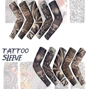 10/5 Stück Tattoo Cooling Arm Sleeves Cover Basketball Golf Sport UV Sonnenschutz - Bild 1 von 18