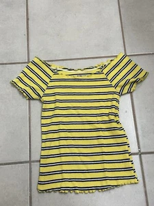 Justice Girls stripe yellow off shoulder top size 10 - Picture 1 of 6