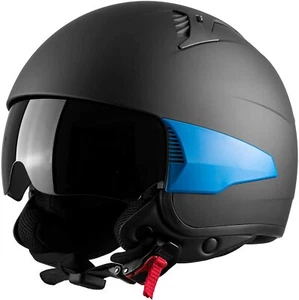 Westt Rover Motorcycle Helmet - Open Face  Retro w Visor, 3/4 (Matte Black) XL - Picture 1 of 8