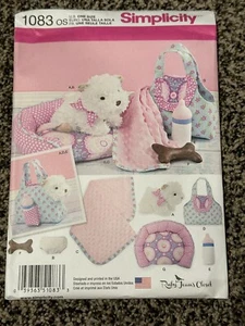 Simplicity Pattern 1083 Stuffed Plush Puppy Dog Toy Carrier Bed Blanket Bone - Picture 1 of 2