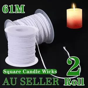 2x 61M/Roll Spool of Cotton Square Braid Candle Wicks Wick Core Candle Making AU - Picture 1 of 12
