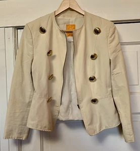 Vintage Christian Lacroix Matador Cotton Jacket Jewel Metal Buttons Size8 Italy - Picture 1 of 7