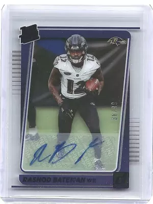 2021 Rashod Bateman Donruss Clearly Rookie Auto /99 Baltimore Ravens #66 RC SP - Image 1 of 2