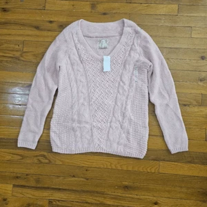 Old Navy Maternity Cable Knit Sweater Pink Womens Size M Round Neck Long Sleeve - Picture 1 of 6