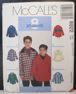 McCall's Pattern 8922 Children Boys Size CJ 10-12-14 Pullover Tops Uncut Vintage - Picture 1 of 12