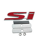 Mount Front Grille Metal Silver &amp; Red SI letter Logo Emblem Sport Badge Grill