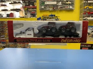 ERTL COLLECTIBLES KENWORTH T600B WITH FLAT-BED TRAILER & CASE IH MAXXUM NEW - Picture 1 of 9