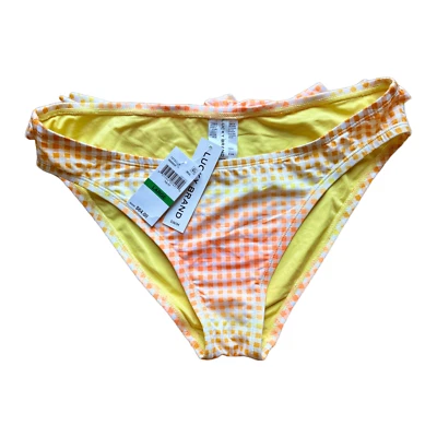Lucky Brand Bikini Bottom Orange & Yellow Shepard’s Check Ruffle Butt Sz L Large - Image 1 of 2