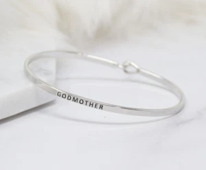 GODMOTHER | Brazalete simple grabado mensaje inspirado | PLATEADO - Imagen 1 de 9