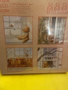 Springbok Bears Repeating Multi-Puzzle Hallmark Cards 4 Mini Puzzles 7"x7" New - Picture 1 of 3