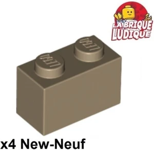 LEGO 4x Lego Brick 1x2 2x1 Beige Dunkel- / Dark Tan 3004 Neu - Picture 1 of 1