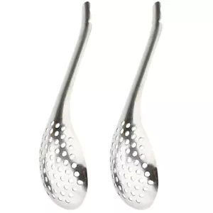2x Cuchara de pasta de acero inoxidable ranurada Cuchara de barra Colador de julepe Cucharas para catering - Imagen 1 de 12