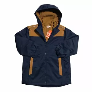 Wonder Nation Boys Light Jacket Size 8 (M) Husky Navy/Brown Fleece Lining Hooded - Picture 1 of 8