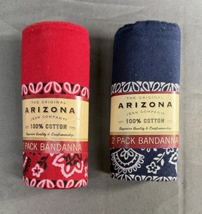 Arizona Jean Company 100% Baumwolle 2er Pack (4) Bandanna Navy und Rot Neu - Bild 1 von 4
