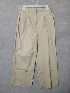 Pantaloni donna Old Navy Popeline Taylor gamba larga 12 alti marrone marrone plissettato NUOVI - Foto 1 di 10