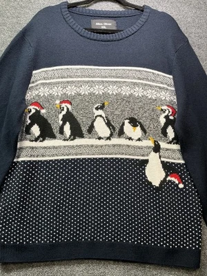 Ugly Christmas Sweater Penguins Allen Oliver Mens XXL Holiday Knit Navy - Image 1 of 4
