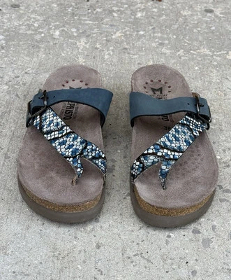 Mephisto Helen Mix Blue Reptilia/Navy Comfort Sandal Women's Sz 35 / 5 - Image 1 of 4