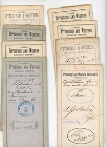 Lotto voucher Pittsburgh Western Railroad Company 1881-82 treno Pennsylvania RR - Foto 1 di 12