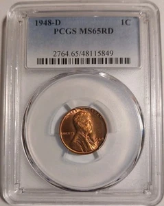 1948 D Lincoln Cent PCGS MS65 RD - Picture 1 of 4