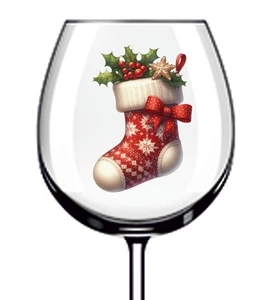 12x Colourful Christmas Stocking Vinyl Sticker Decal Tumbler Wine Glass Bottle - Picture 1 of 3