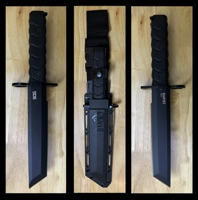 SOG BAR15T BY1001-BX Bayonet Fixed Blade Knife, Tanto, Black - Image 1 of 4