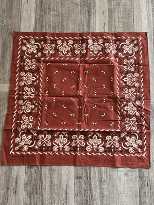 Bandana True Vintage Años 40 Borde Marrón RN 14193 22” NOS Foto 1 de 4