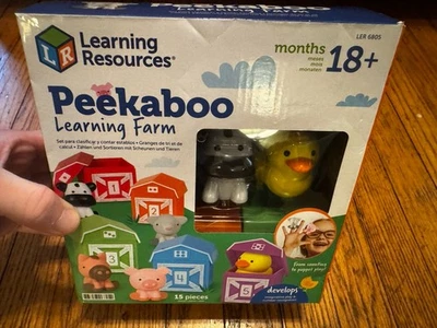 Learning Resources Peekaboo Learning Farm 15pc Set NEW Sealed LER6805 - Image 1 of 4