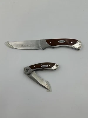 Winchester Knife Set Fixed Blade Folding Wood Handle Stainless Steel Hunting - Image 1 of 4
