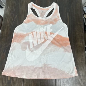 Nike Wormens Athletic Cut Watercolor Wash Razorback Tank Top SZ Large Pink White - Picture 1 of 14